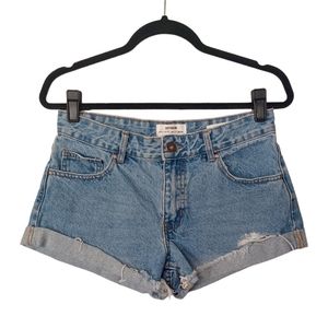 COTTON ON Mid Rise Relaxed Medium Blue Jean Denim Shorts 4 (Small)